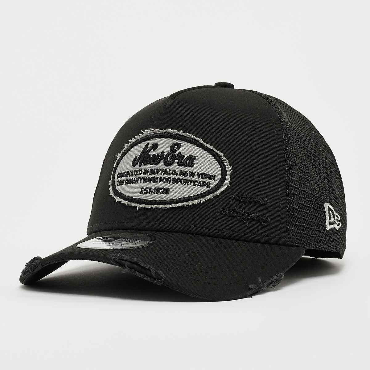 New era A-Frame Trucker Oval Distress Patch unisex Caps zwart Maat ONE SIZE Accessoires