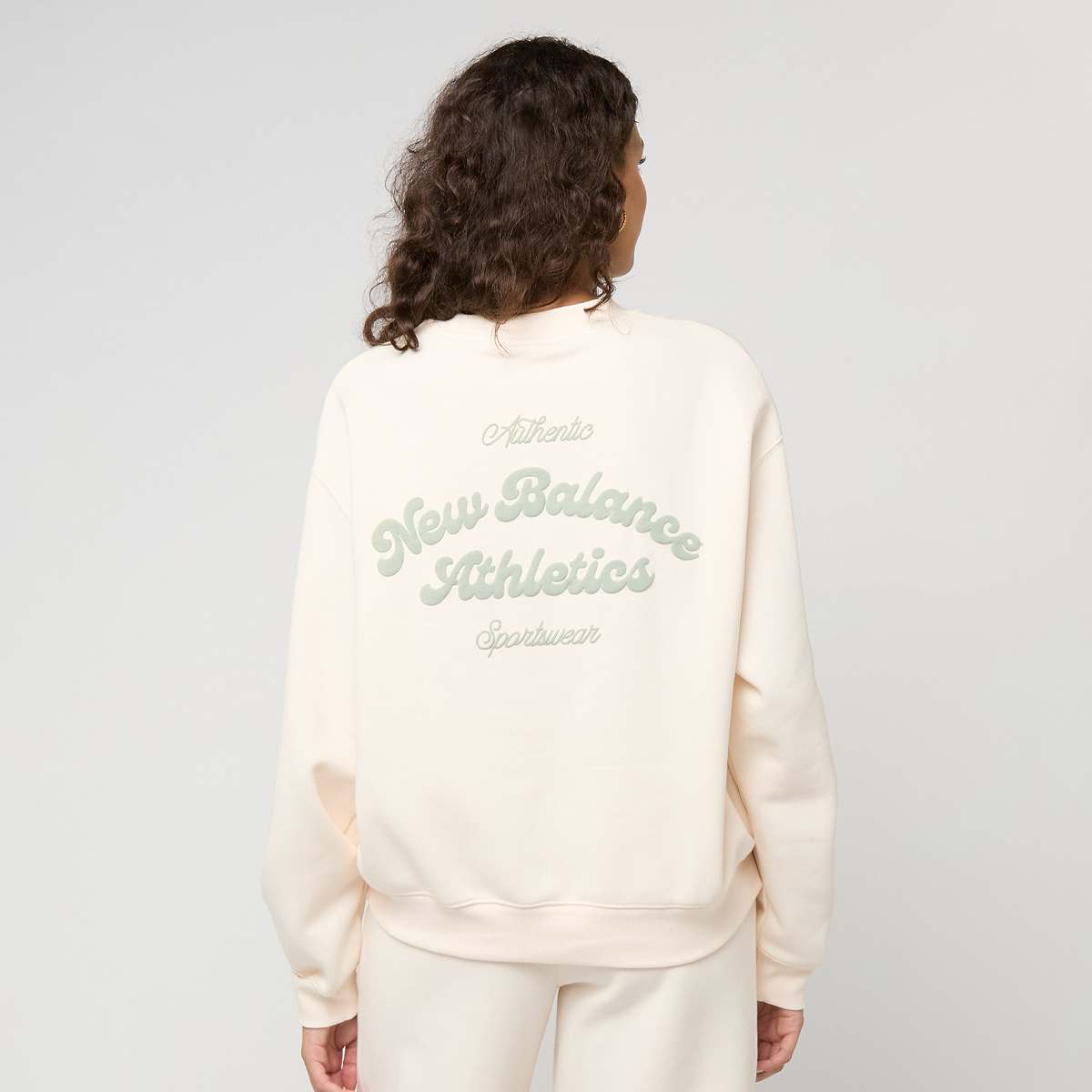 Unselected, New Balance, Linear Heritage Fleece Crew, beige