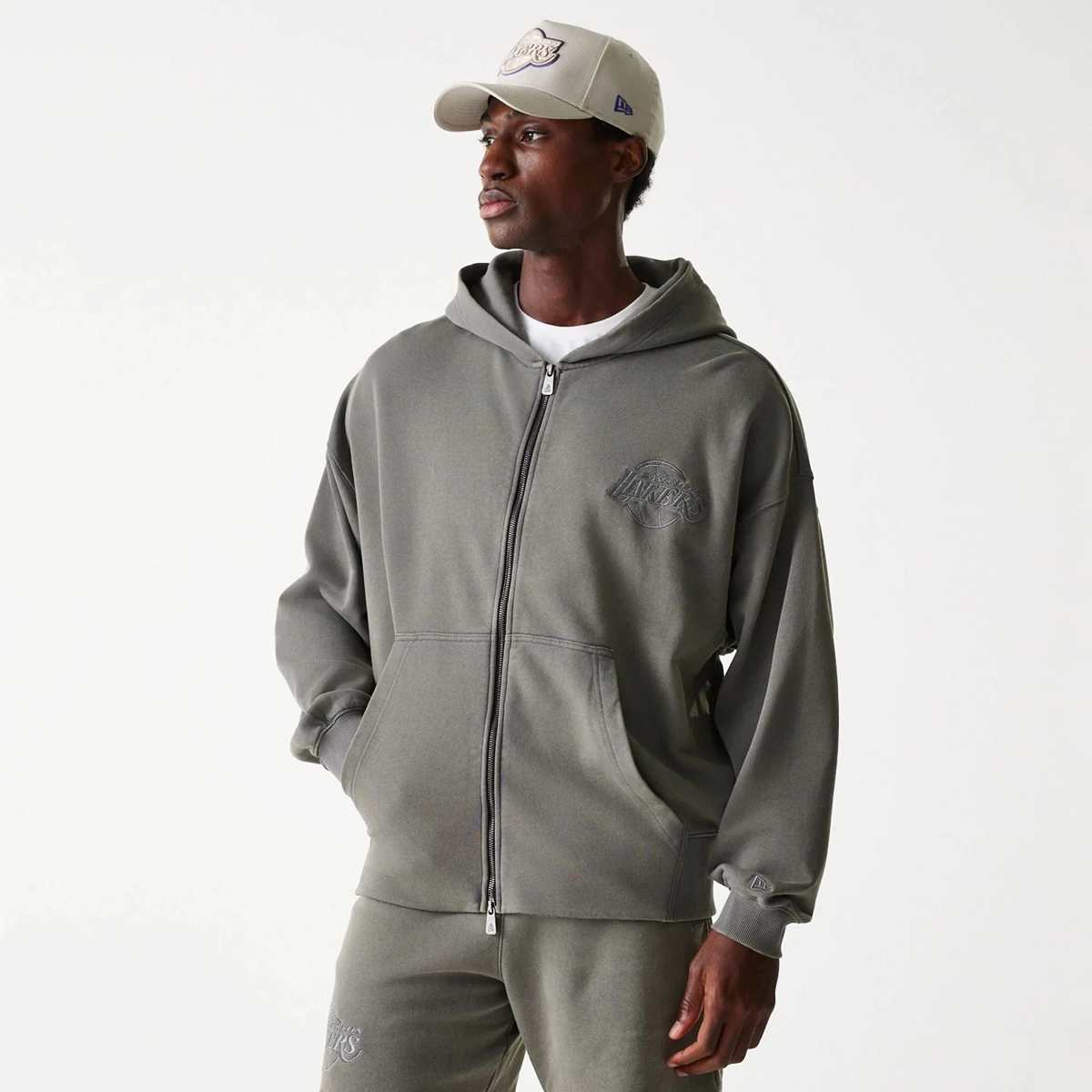 New Era, NBA Washed Full Zip Los Angeles Lakers, grey