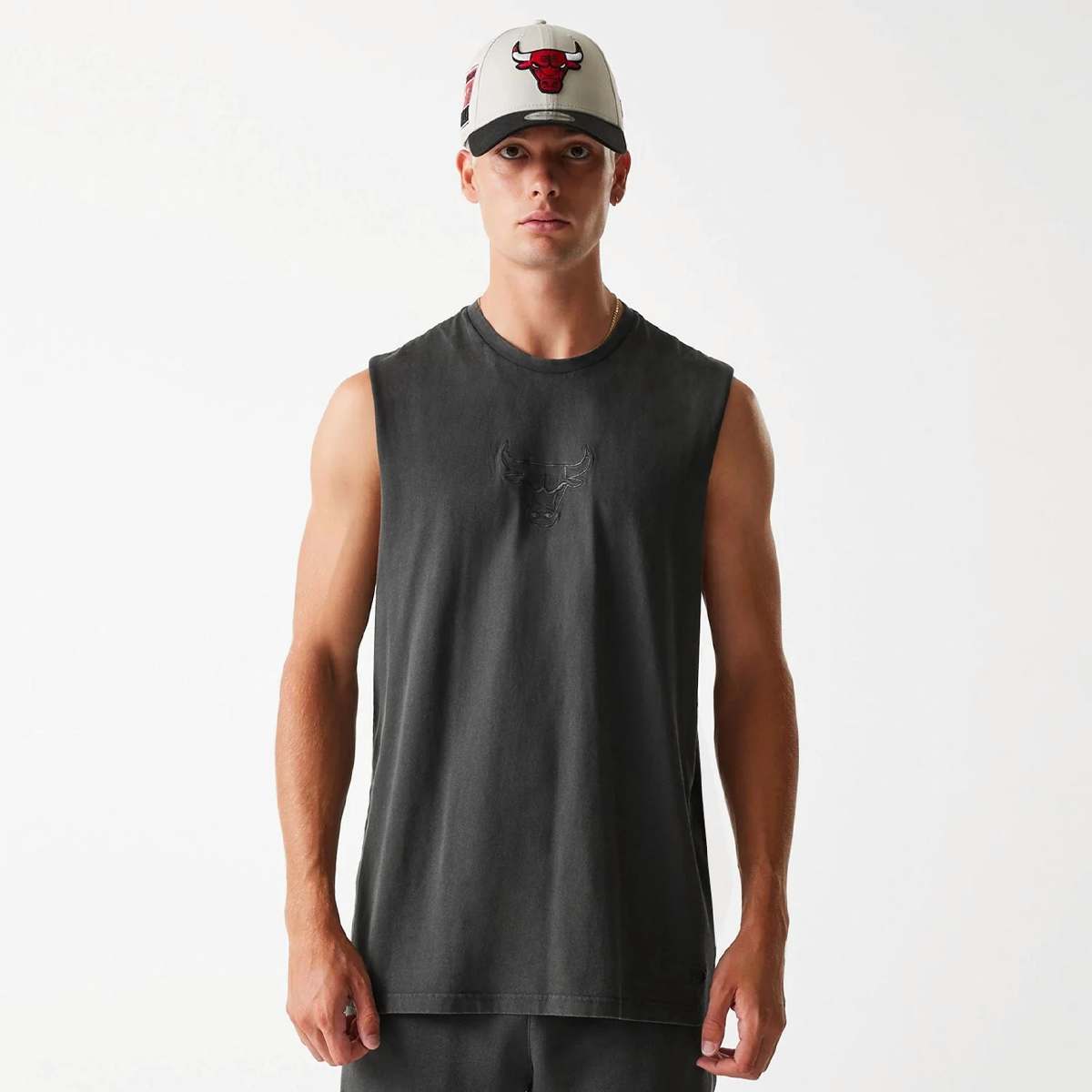 New era NBA Chicago Bulls Washed Tanktop men Tanktops grijs Maat S Kleding