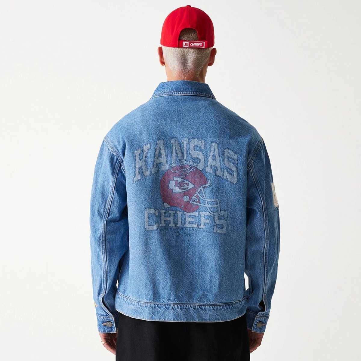 new era NFL Denim Jacket Kansas City Chiefs men Spijkerjassen blauw Maat S Kleding