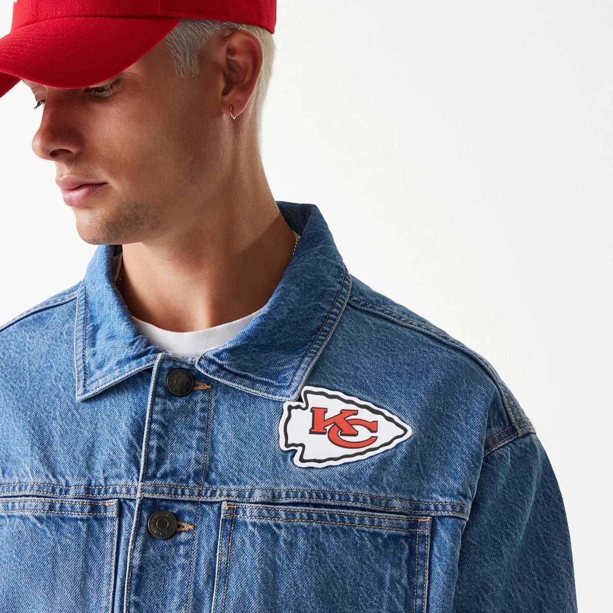 new era NFL Denim Jacket Kansas City Chiefs men Spijkerjassen blauw Maat S Kleding
