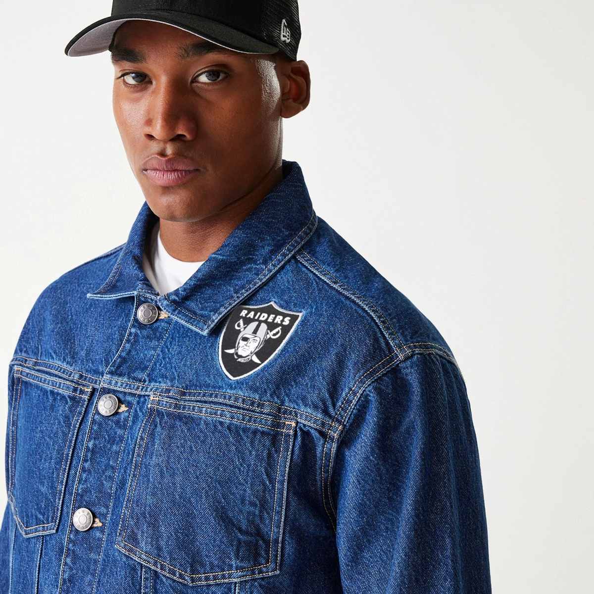 new era NFL Las Vegas Raiders Denim Jacket men Spijkerjassen blauw Maat S Kleding