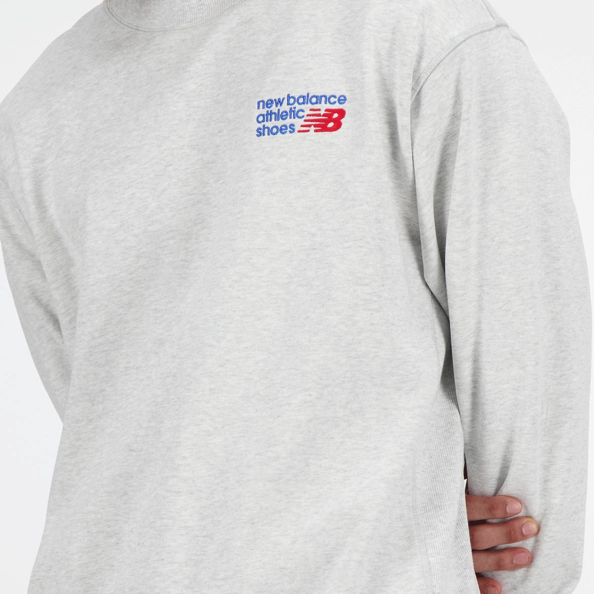 New Balance Athletics Premium Logo Crew grey men Hoodies & Sweaters grijs Maat S Kleding