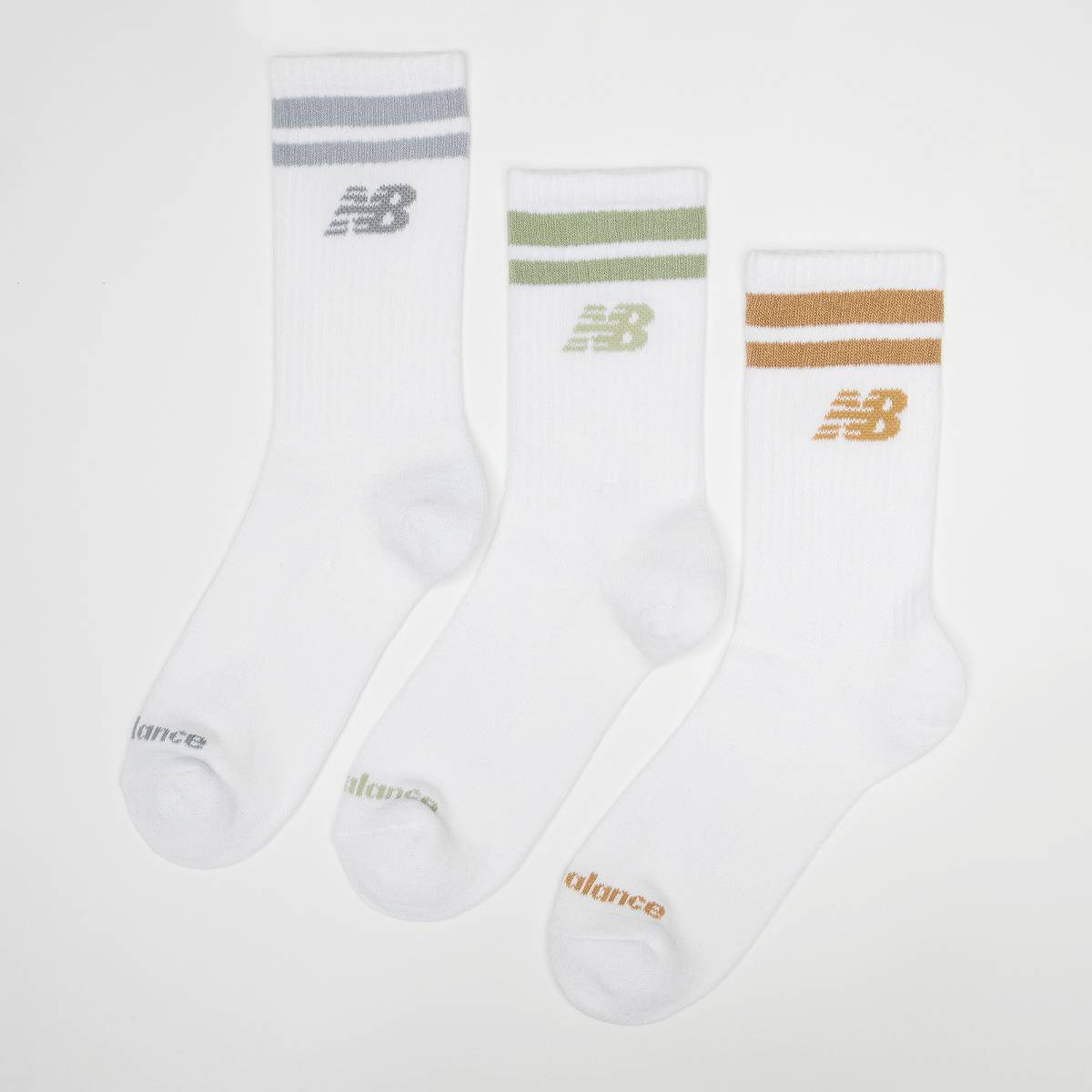 New Balance, 3 PACK - Everyday Stripe Midcalf, white