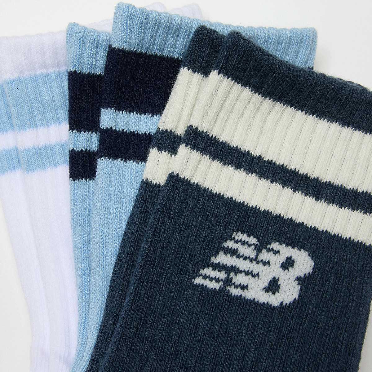 New Balance 3 PACK KIDS EVERYDAY STRIPE SEASONAL MIDCALF white blue Unisex Sokken blauw Maat 27-30 Kleding
