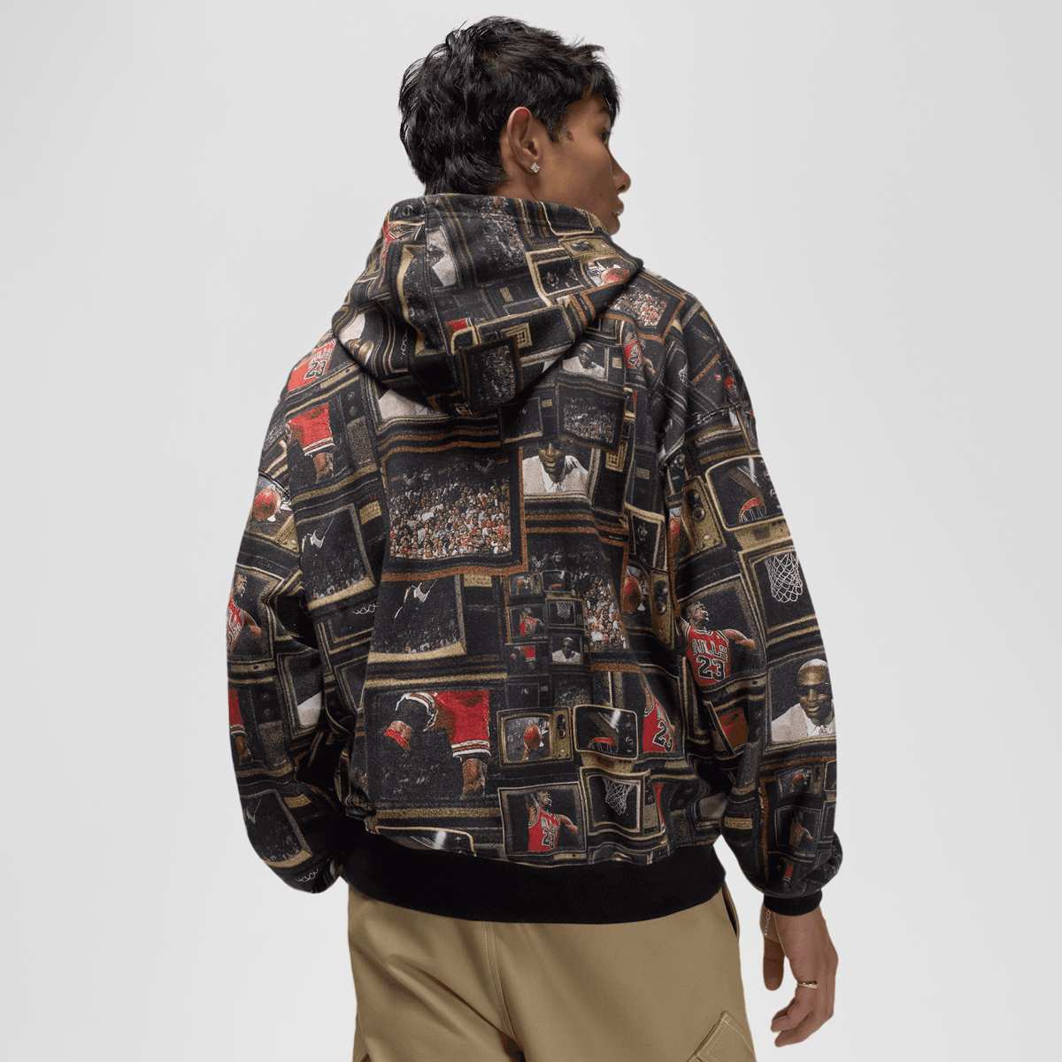 Jordan All Over Print Fleece Hoodie Men Hoodies & Sweaters zwart Maat S Kleding