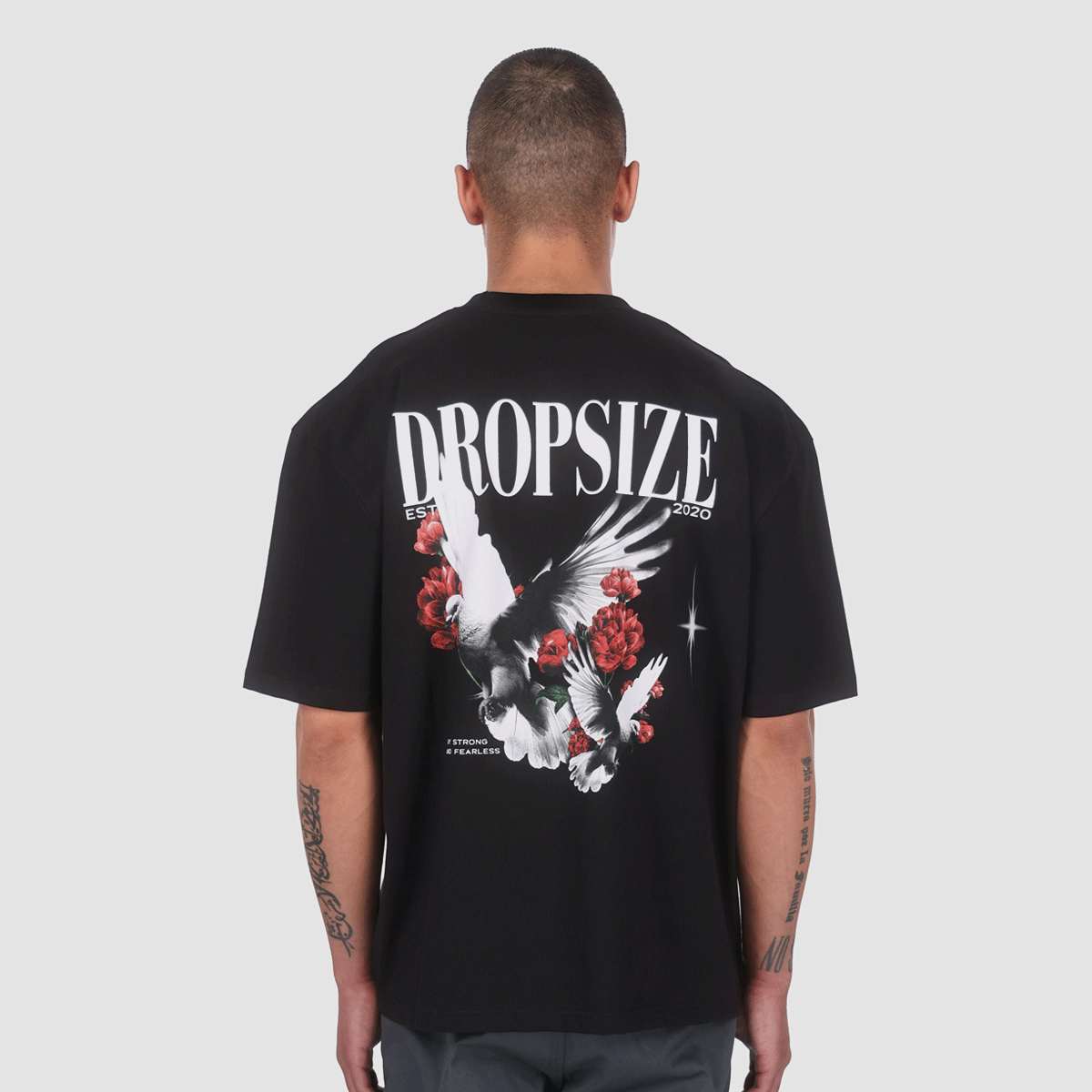 DropSize, Heavy Oversized Roses Dove, black