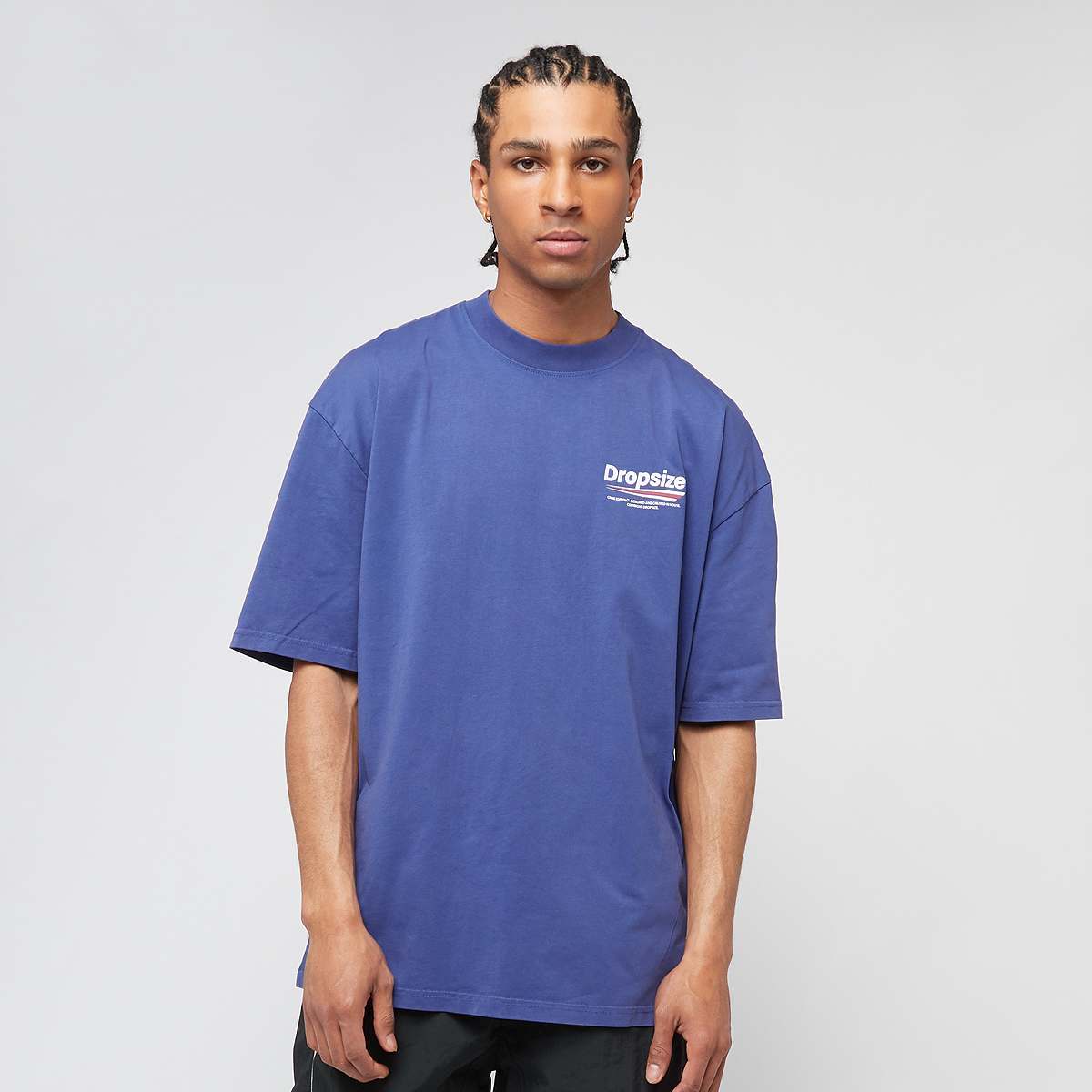 DropSize Heavy Oversized Three Lines Back T-Shirt men T-Shirts & Polo's blauw Maat S Kleding