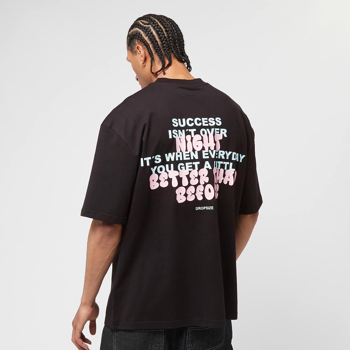 DropSize, Heavy Oversized Bubble Font T-Shirt, black