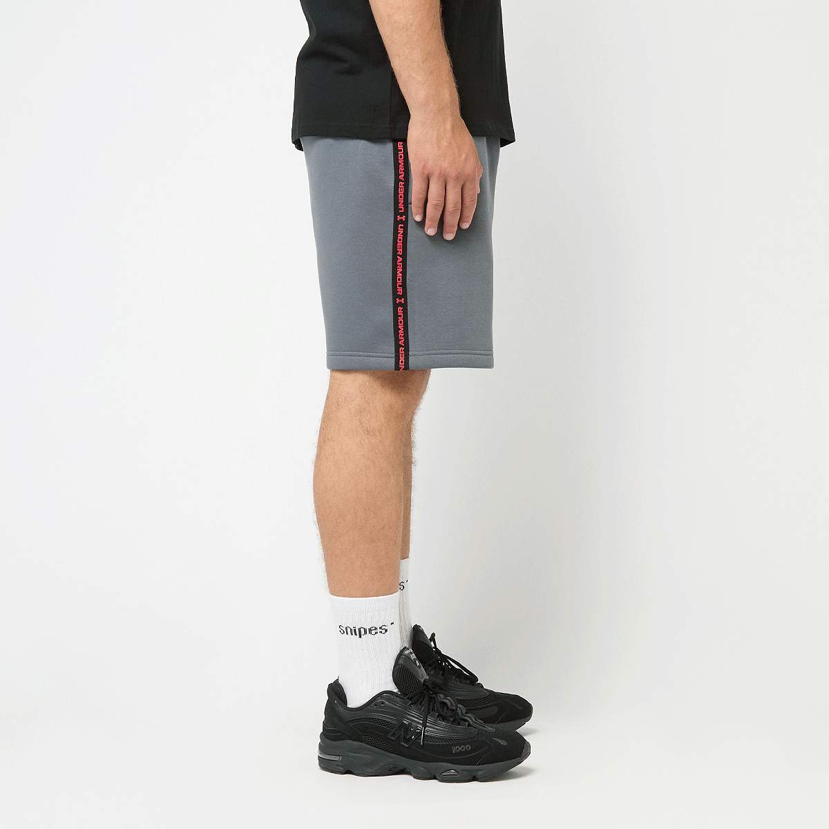 Under Armour Icon Fleece Short Taping men Sportshorts grijs Maat S Kleding