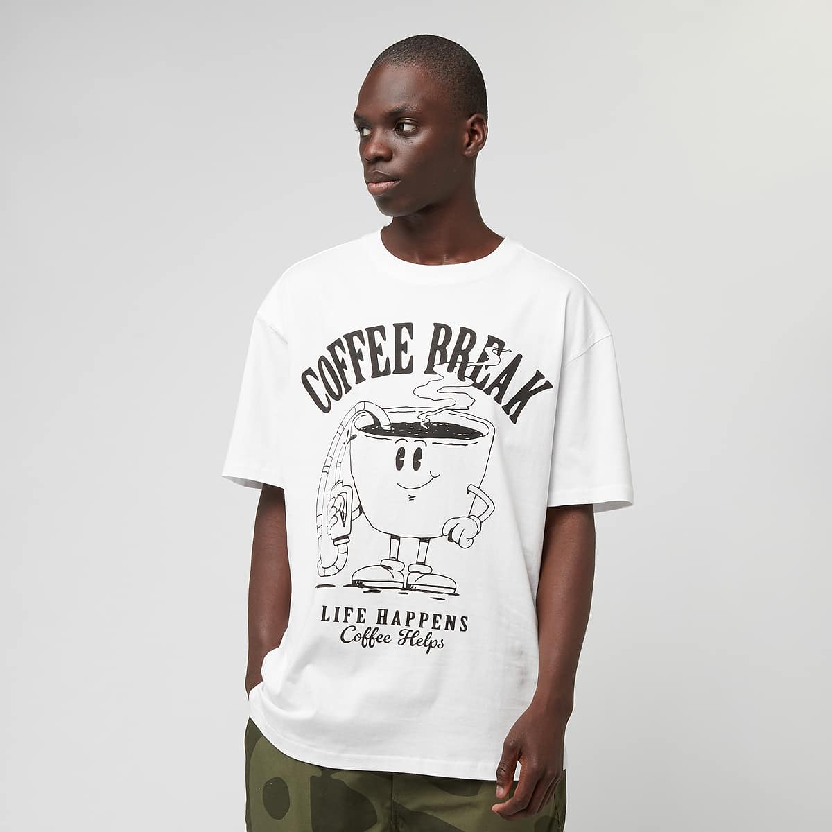 Mister Tee, Life Happens Coffee Helps Oversize Tee, white