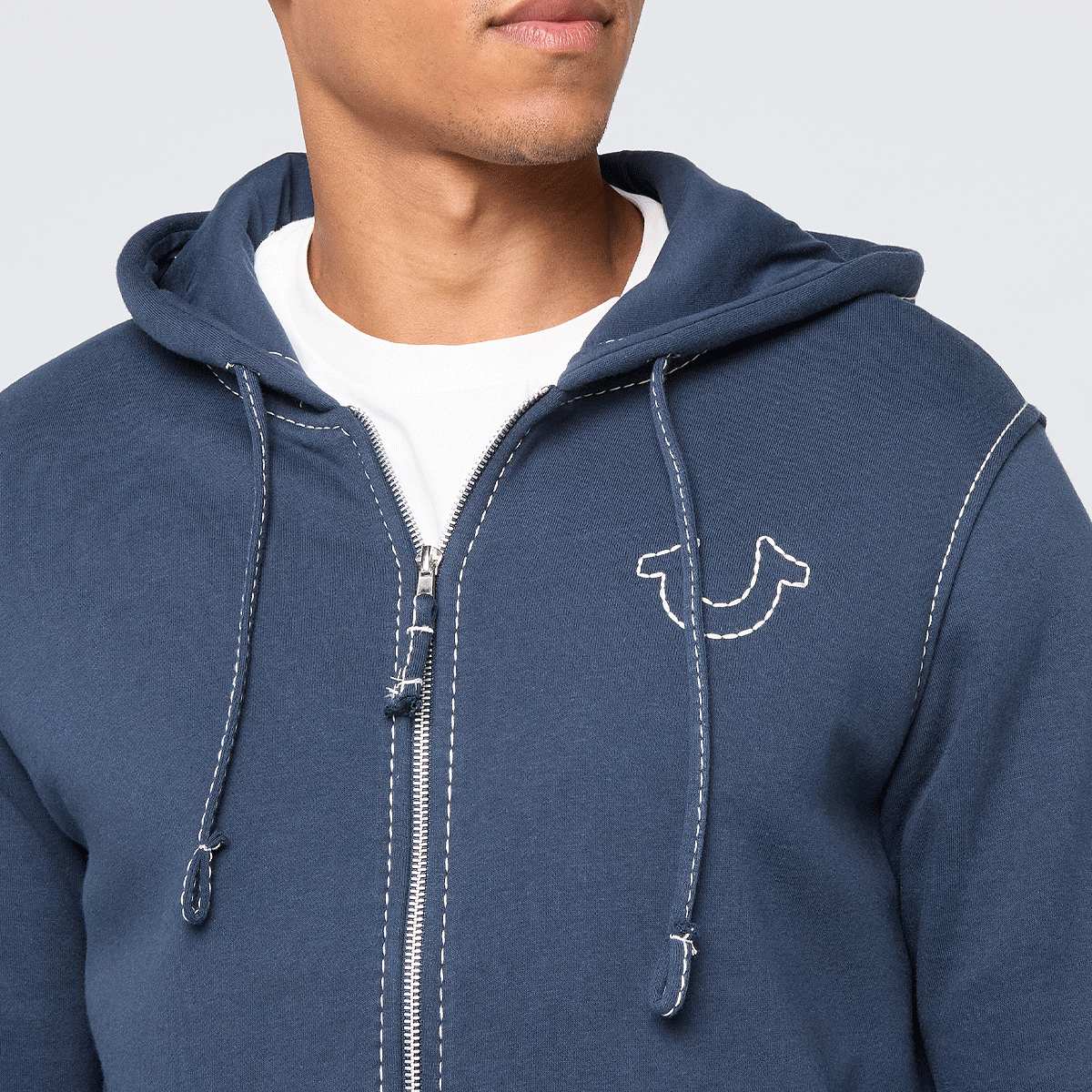 True Religion Big T Zip Up Hoodie Men Hoodies & Sweaters blauw Maat S Kleding