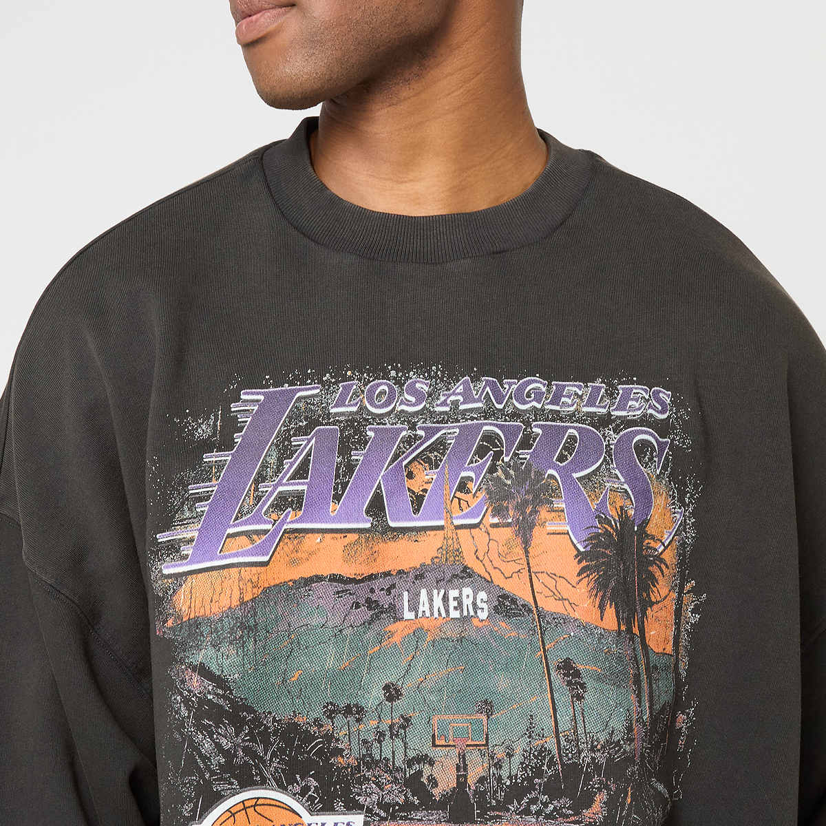 new era NBA Washed Graphic Oversized Crew Los Angeles Lakers Men Hoodies & Sweaters multicolor Maat S Kleding