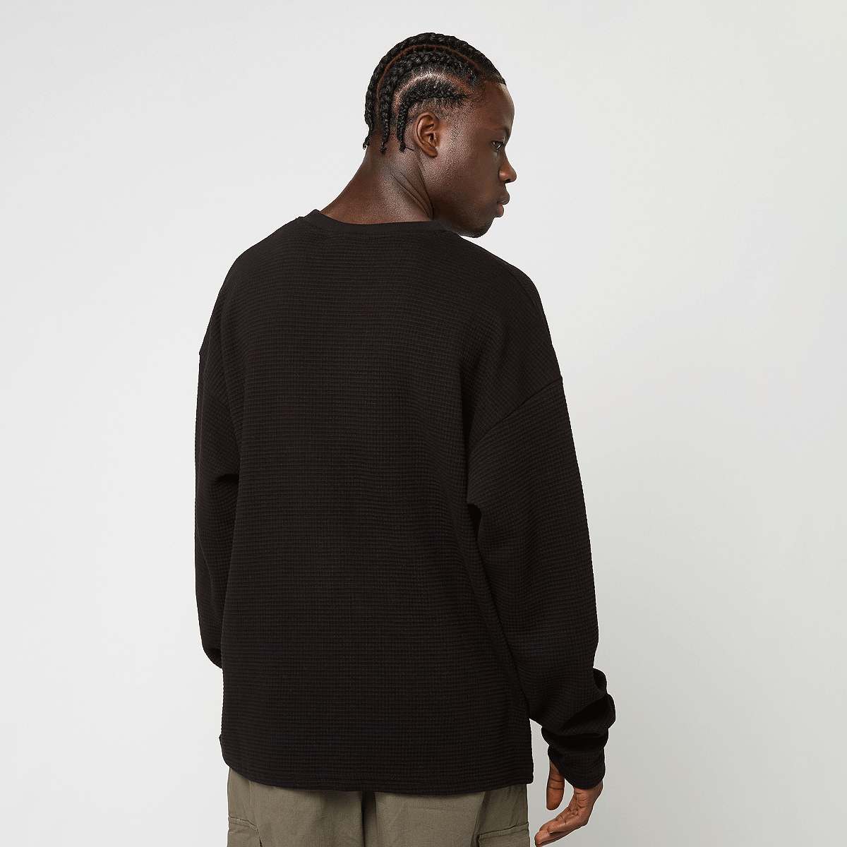 Pegador Signar Oversized Waffle Longsleeve Washed Men Longsleeves zwart Maat S Kleding