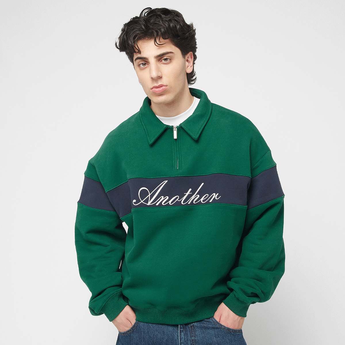 Another Cotton Lab Half Zip Sweater Men Hoodies & Sweaters groen Maat XL Kleding