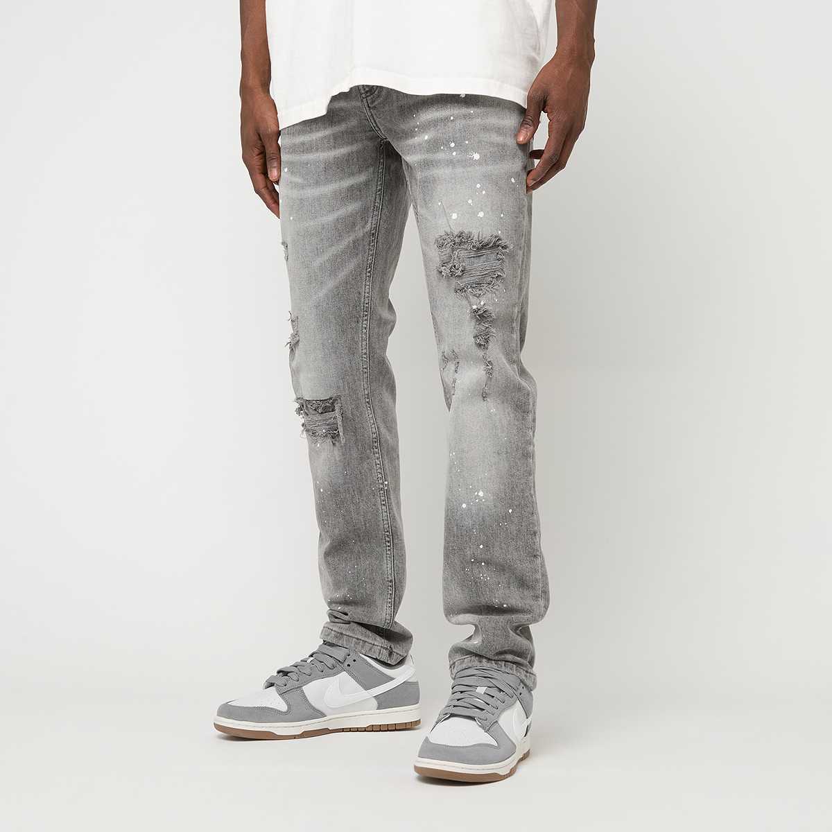 2Y STUDIOS, VICTOR RIPPED SLIM FIT JEANS Black, grey