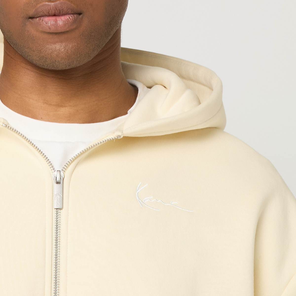 Karl Kani Small Signature Essential Zip Hoodie Men Hoodies & Sweaters beige Maat S Kleding