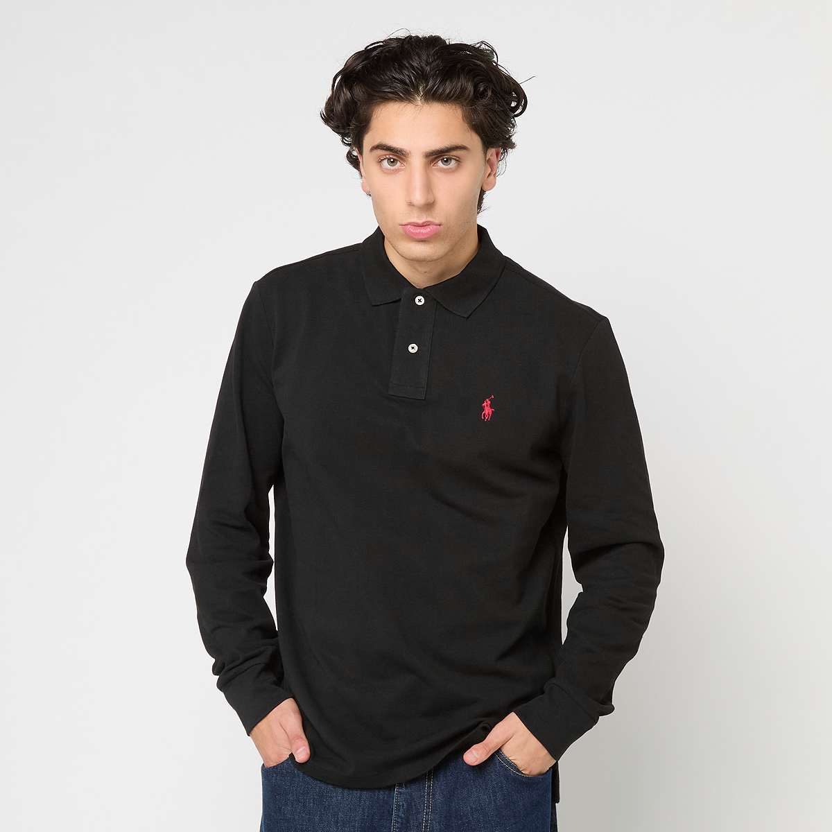 Polo Ralph Lauren, LSKCCMSLM2-LONG SLEEVE-KNIT polo black, black