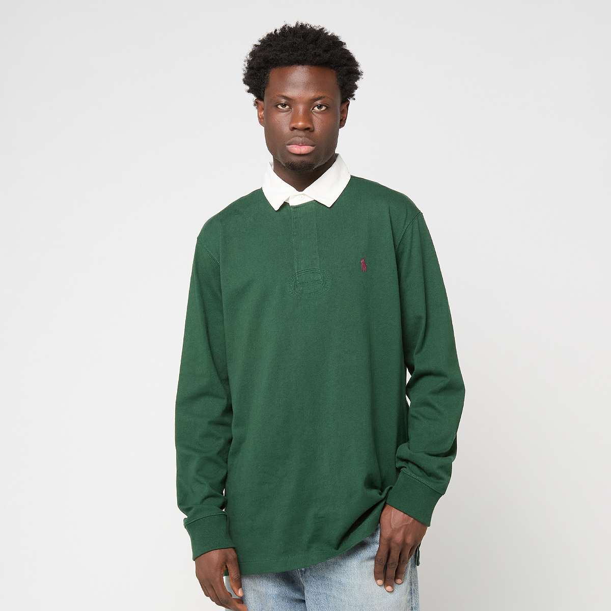 Polo Ralph Lauren Uomo Verde Long Sleeve Knit Rugby Camicie Taglia L Abbigliamento