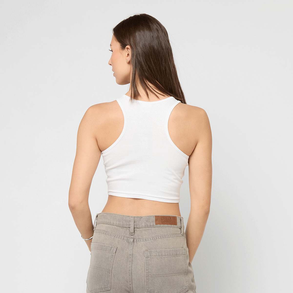 Urban Classics Ladies Cropped Rib Top women Tops wit Maat S Kleding