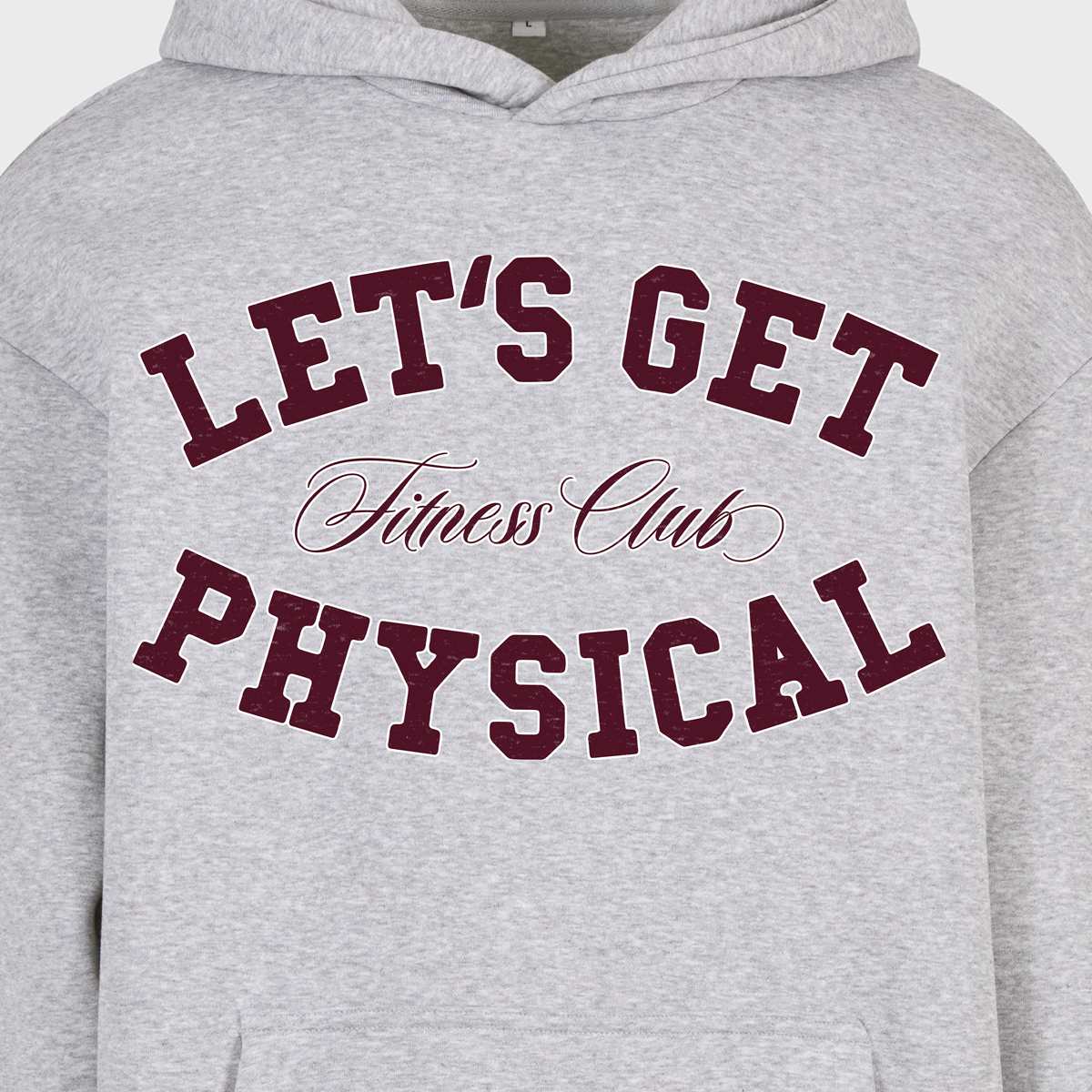 mister tee Let's Get Physical Fluffy Hoody Men Hoodies & Sweaters grijs Maat XS Kleding