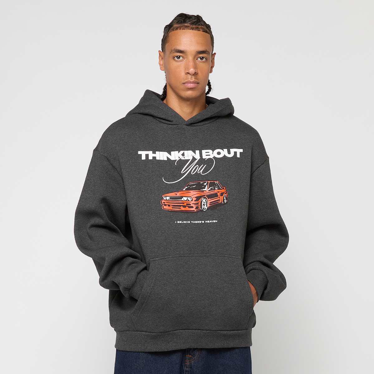 Mister Tee, Thinking Bout You Car Print Fluffy Hoody charcoal, grey
