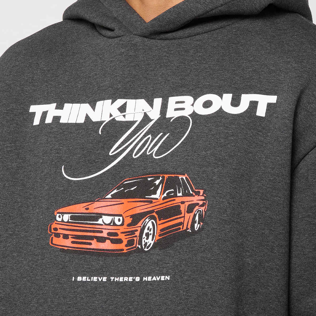 mister tee Thinking Bout You Car Print Fluffy Hoody Men Hoodies & Sweaters grijs Maat XS Kleding
