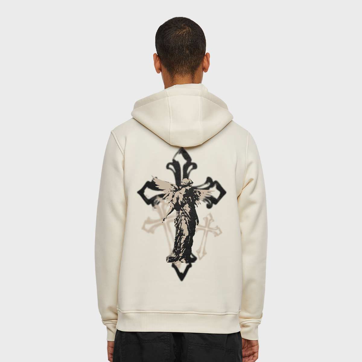 mister tee Holy Cross Hoody Men Hoodies & Sweaters beige Maat S Kleding
