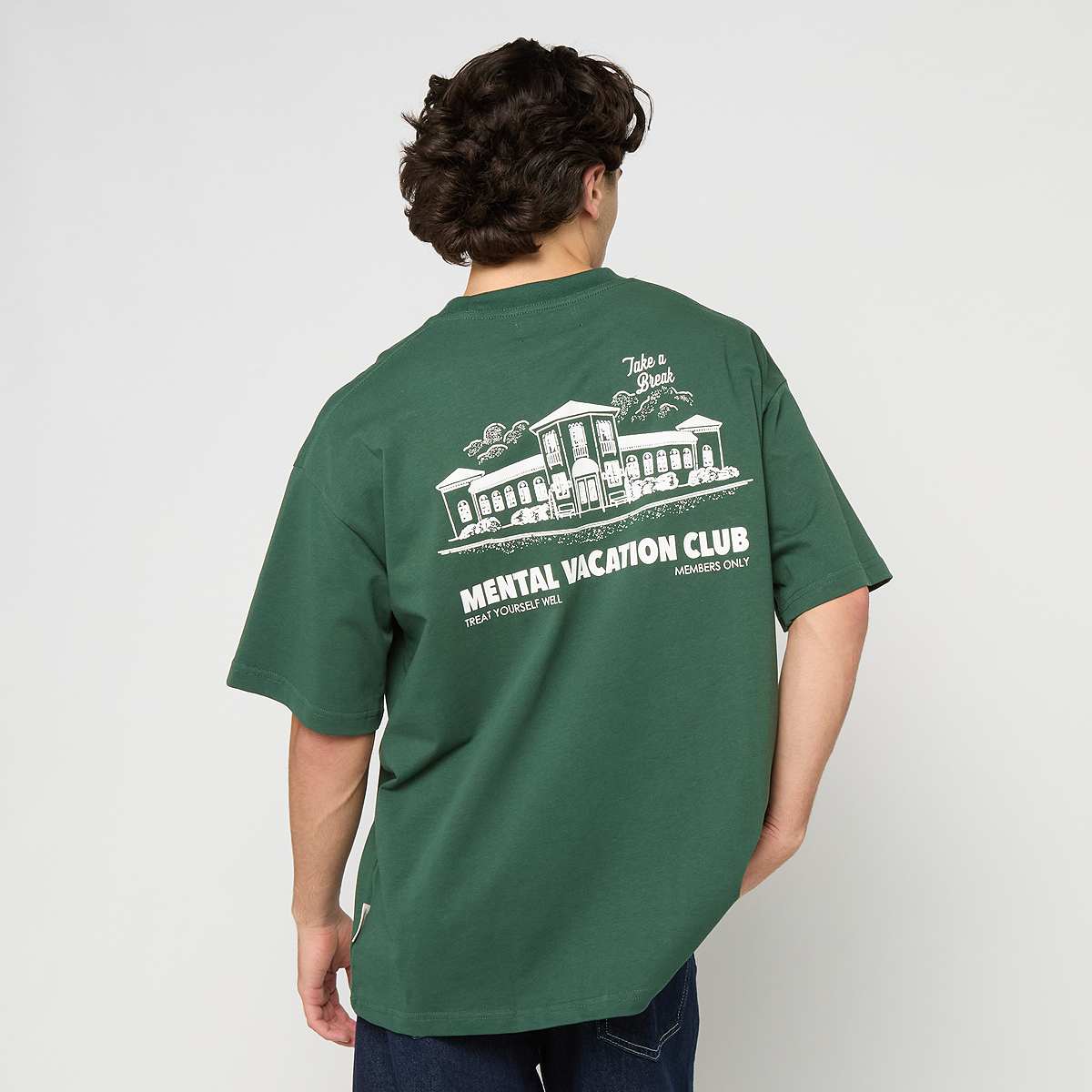 Another Cotton Lab Mental Vacation Oversized T-Shirt Men T-Shirts & Polo's groen Maat S Kleding