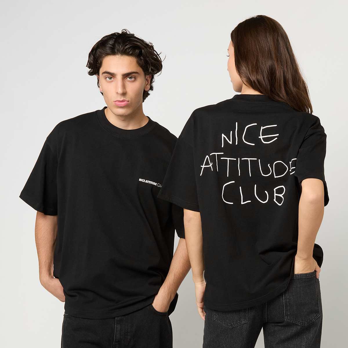Another Cotton Lab, Nice Attitude Club Oversized T-Shirt, black