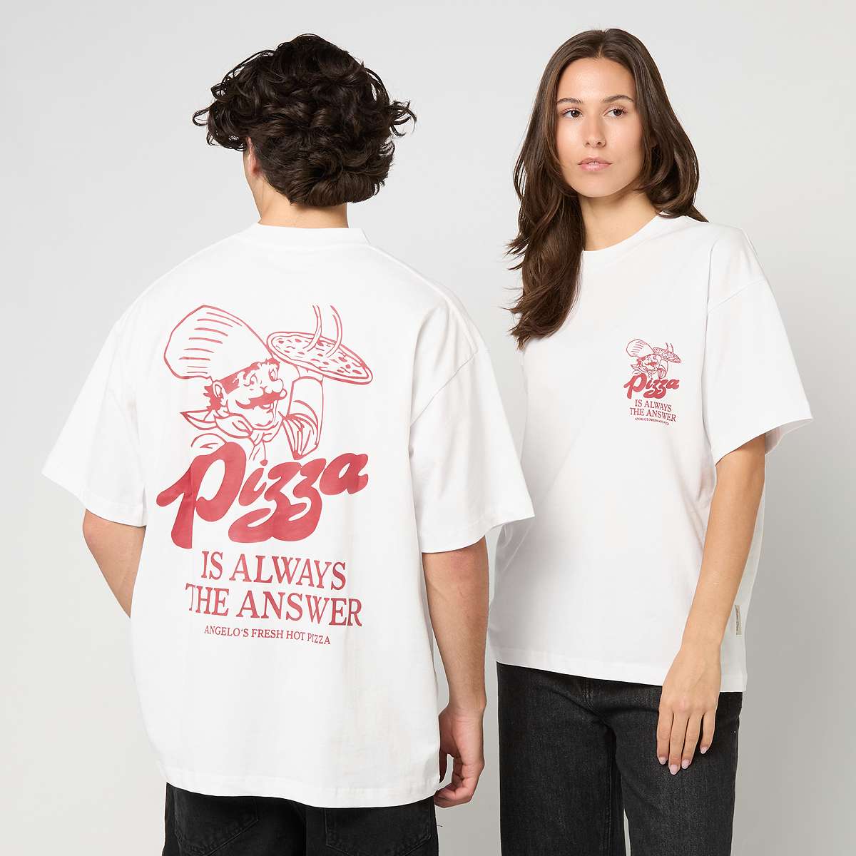 Another Cotton Lab, Pizza is always the Answer Oversized T-Shirt, white