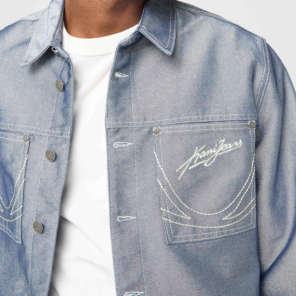 Karl Kani Jeans Cropped Silver Denim Jacket — photo 3