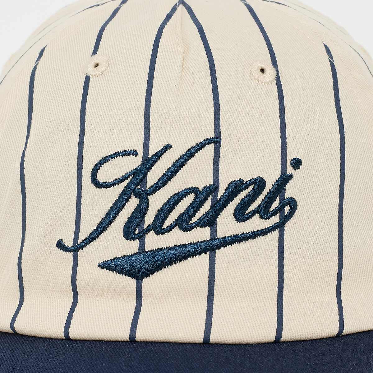 Karl Kani Cursive Varsity Pinstripe Baseball Cap off white/dark blue — photo 4