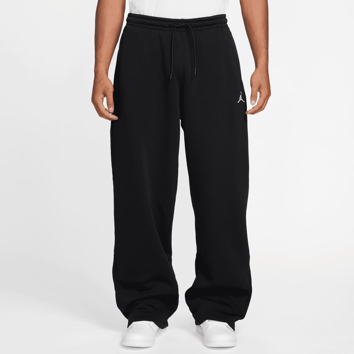 Jordan Homem Preto Brooklyn Fleece Oversized Open-Hem Pants