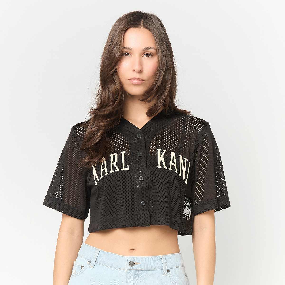 Mesh Cropped Baseball Shirt
