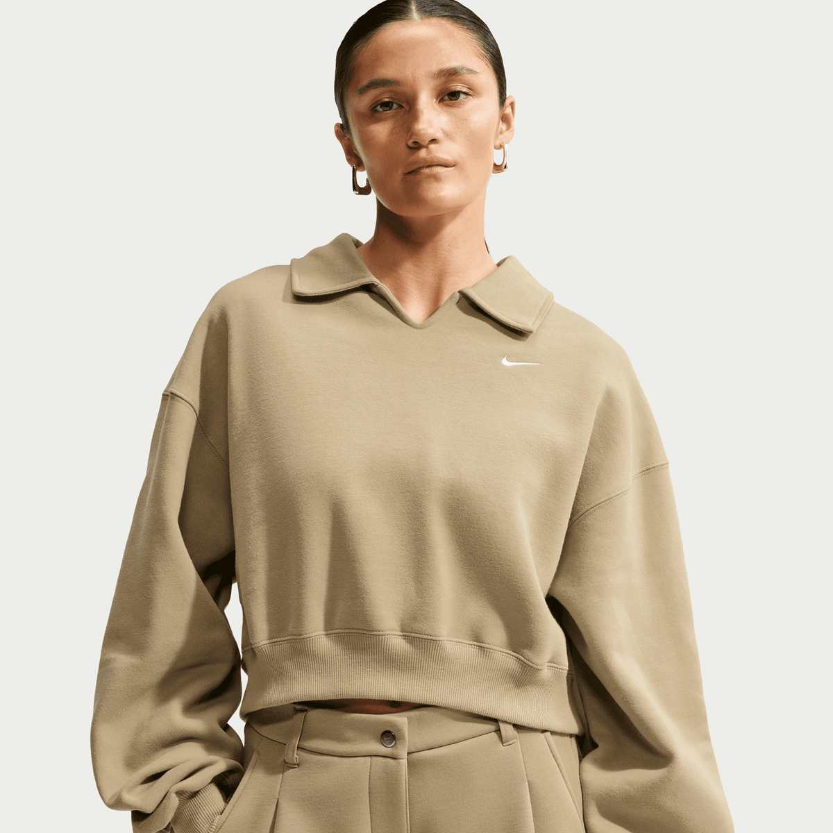 Studio Fleece Medium Weight Oversized Crop Polo