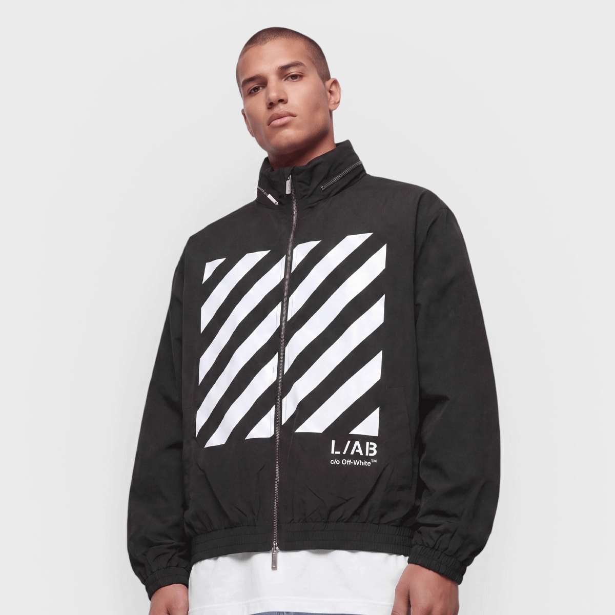 Reflective Diagonal Windbreaker Jacket