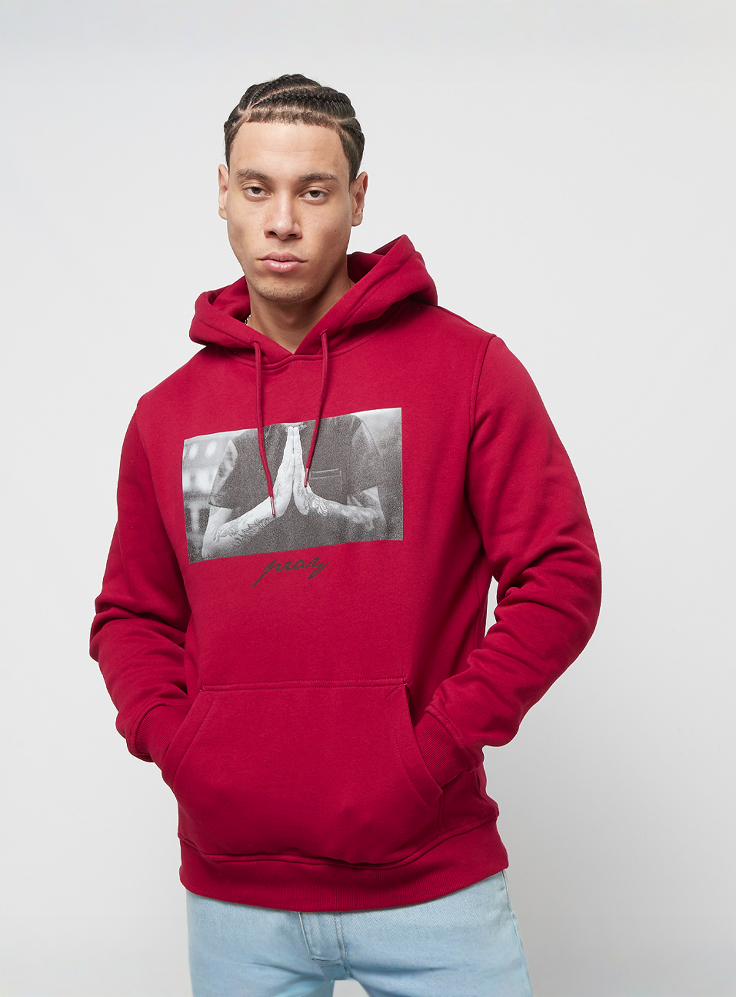 Mister Tee, Hooded-Sweatshirt Pray, red, Image 1 of 5