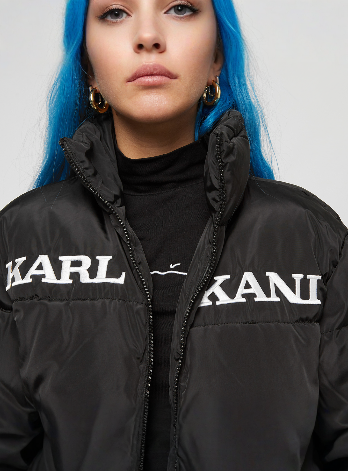 Karl Kani, Retro Essential Puffer Jacket, black, Image 3 of 5
