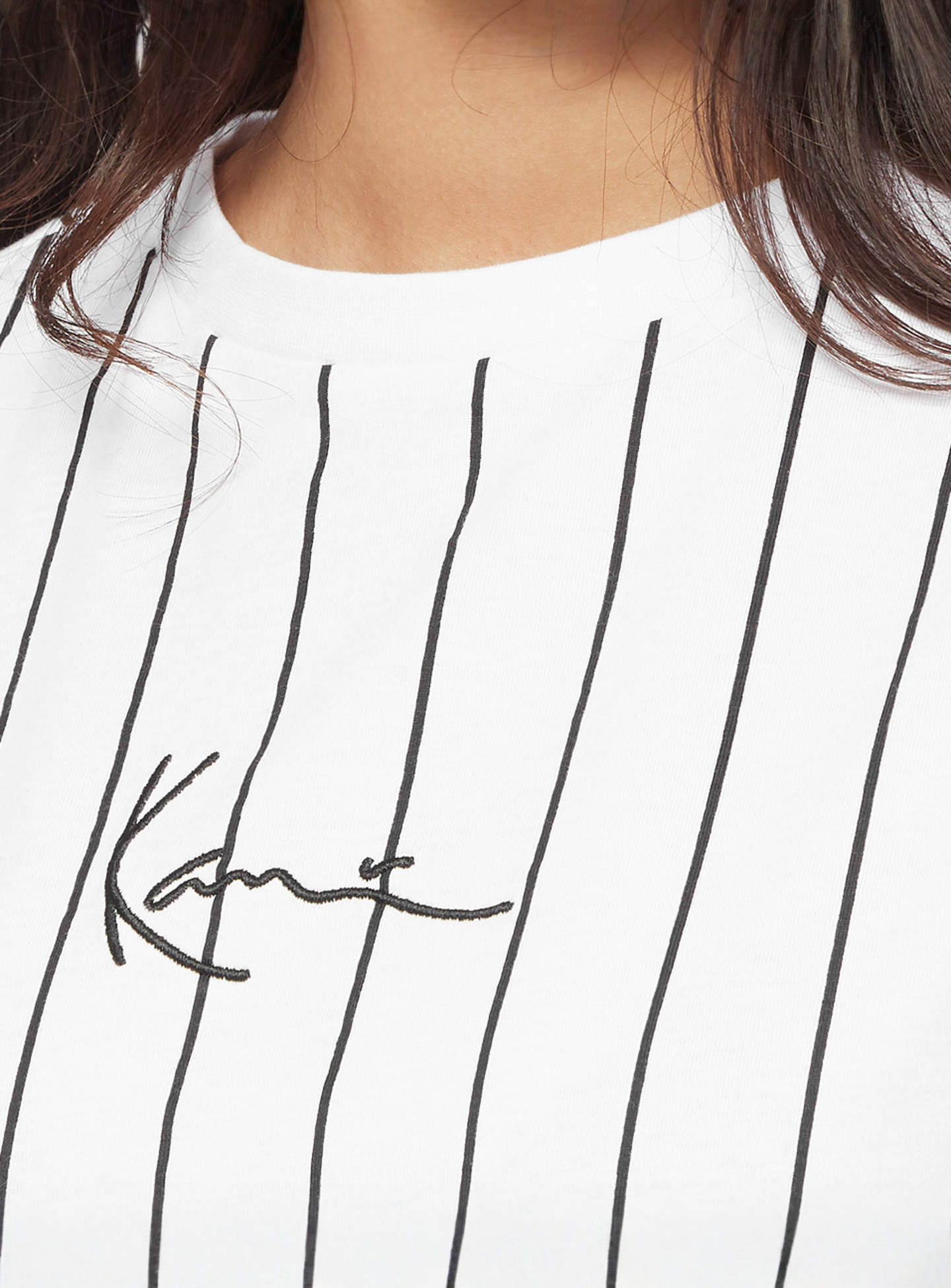 Karl Kani, Small Signature Essential Pinstripe Oversized Tee, white, Image 3 of 4
