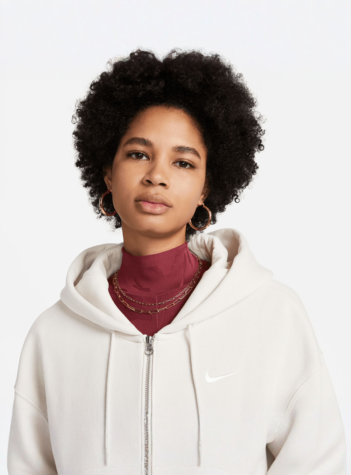 Nike, Sportswear Phoenix Fleece Oversized Full-Zip Hoodie, white, Image 3 of 9