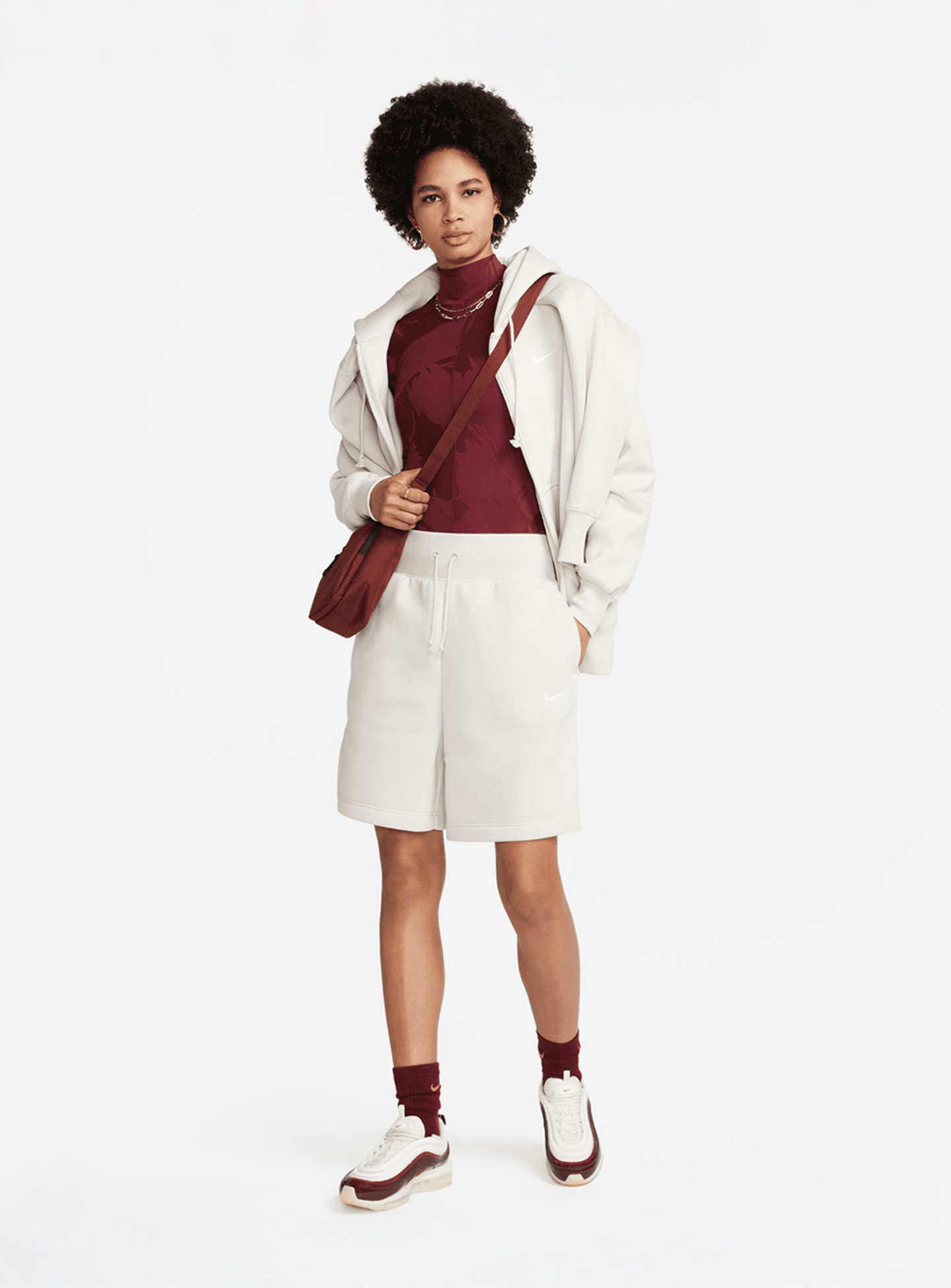 Nike, Sportswear Phoenix Fleece Oversized Full-Zip Hoodie, white, Image 9 of 9