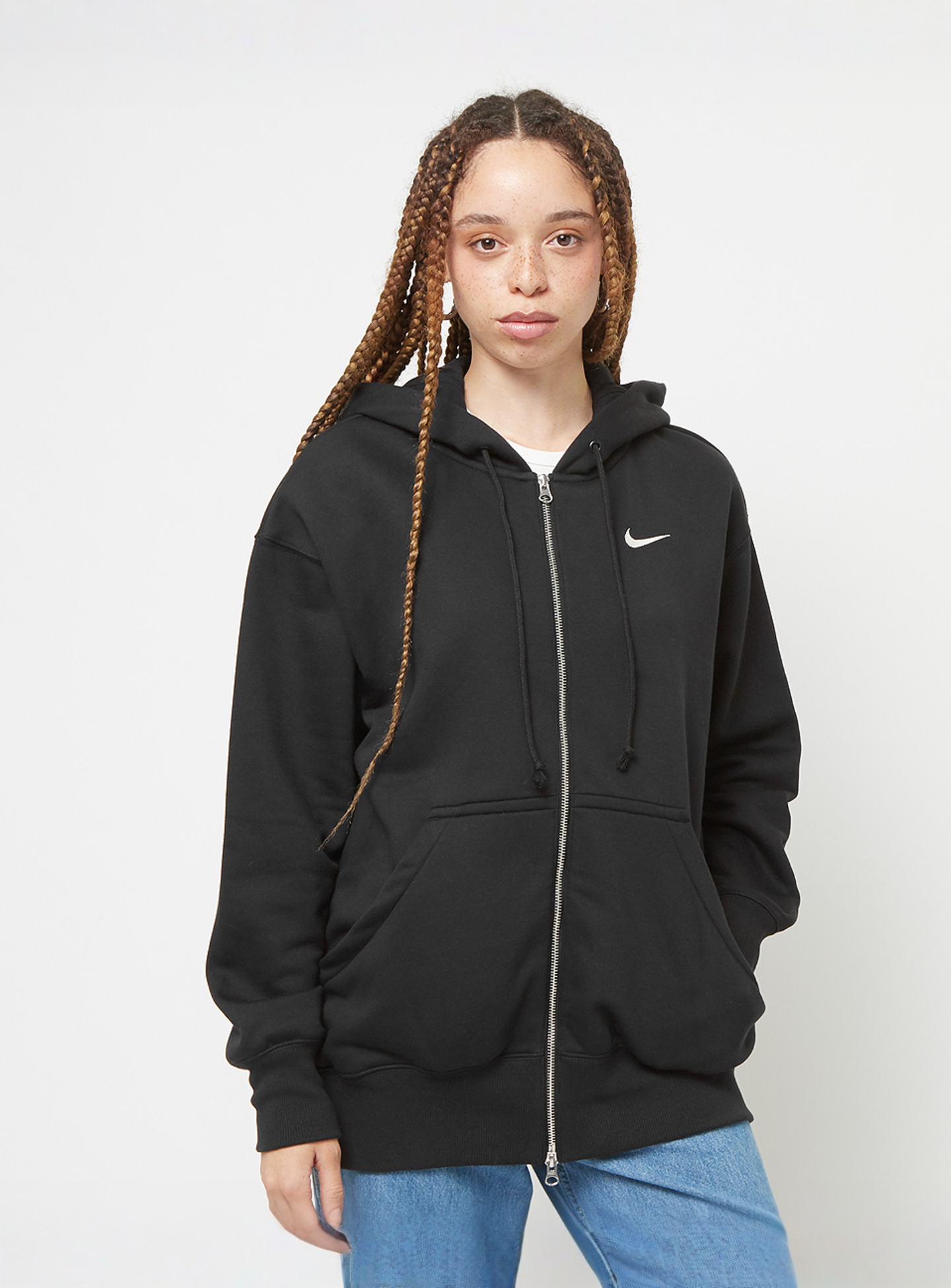 Nike, Sportswear Phoenix Fleece Oversized Full-Zip Hoodie, black, Image 1 of 4