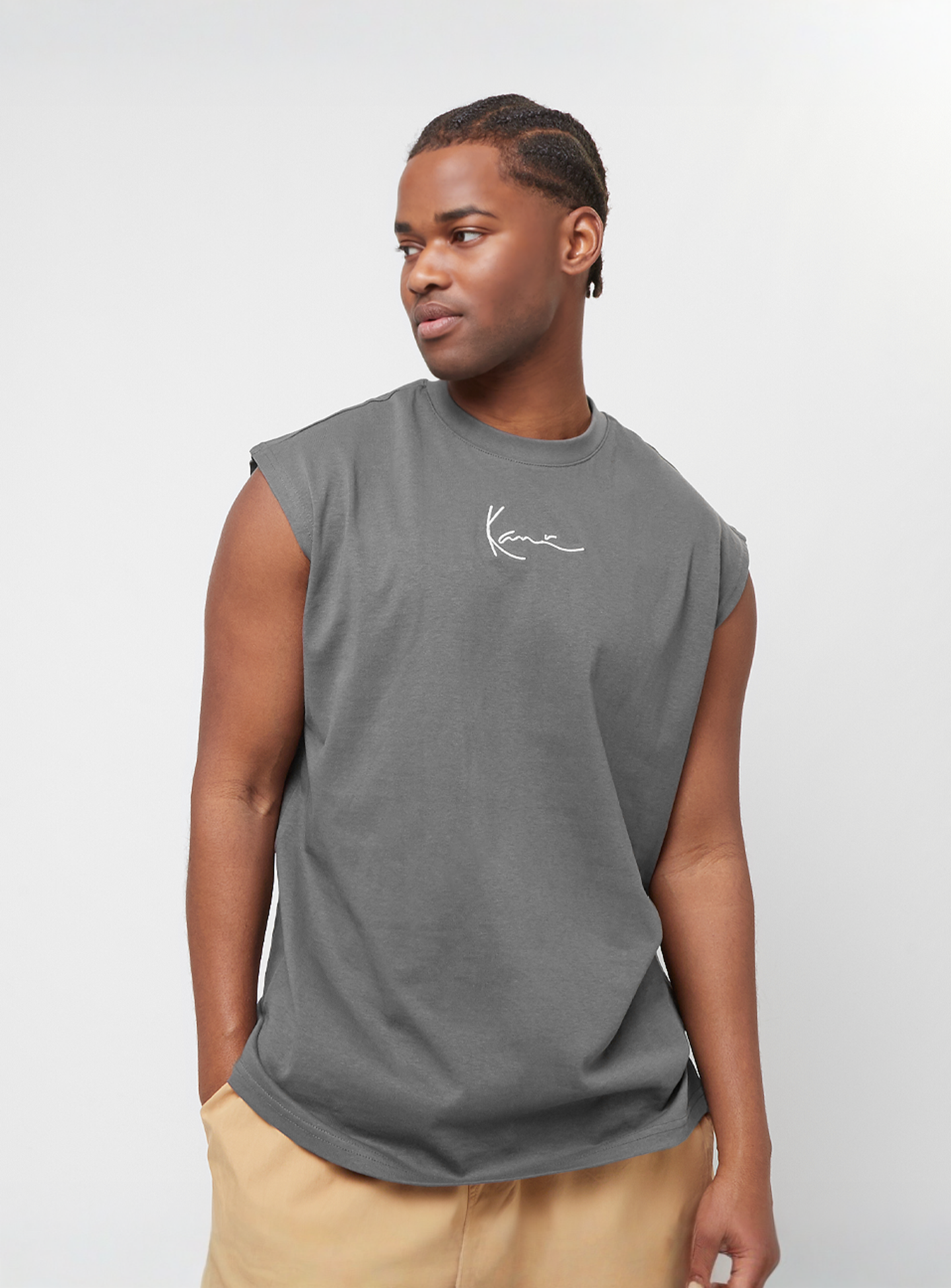 Karl Kani, Small Signature Essential Sleeveless Tee, grey, Image 1 of 4