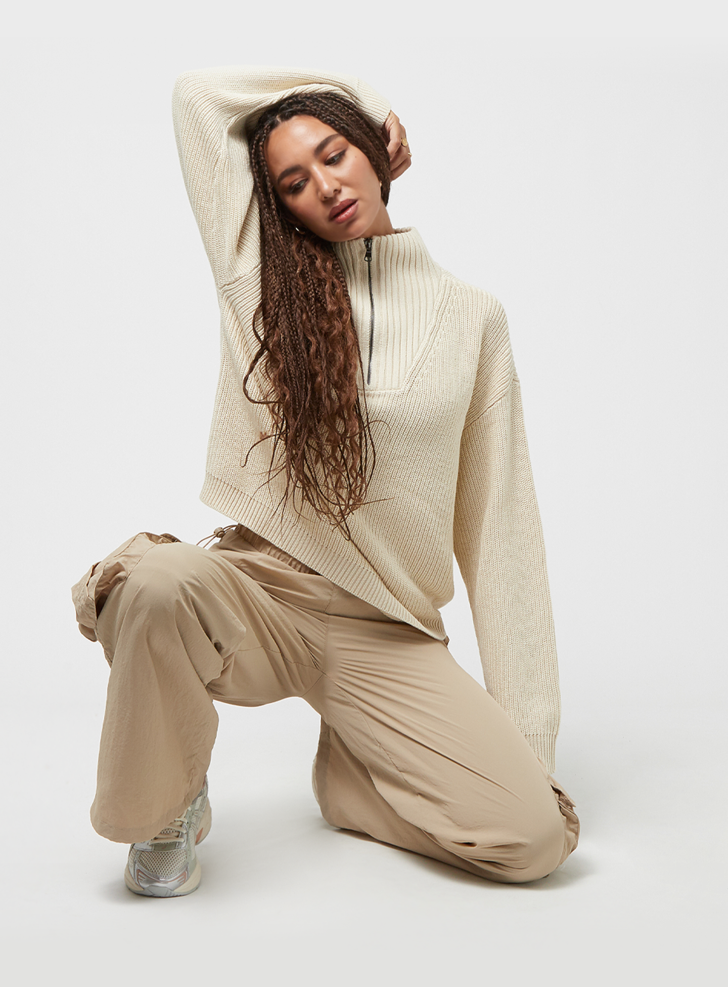 Urban Classics, Oversized Knit Troyer, beige, Image 4 of 4