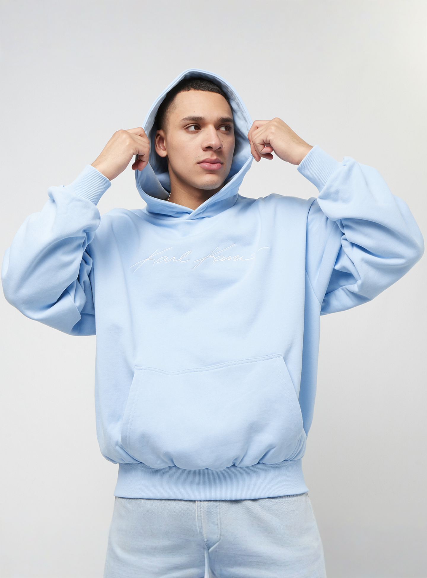 Karl Kani, Autograph Heavy Sweat Oversized Hoodie, blue, Image 1 of 4