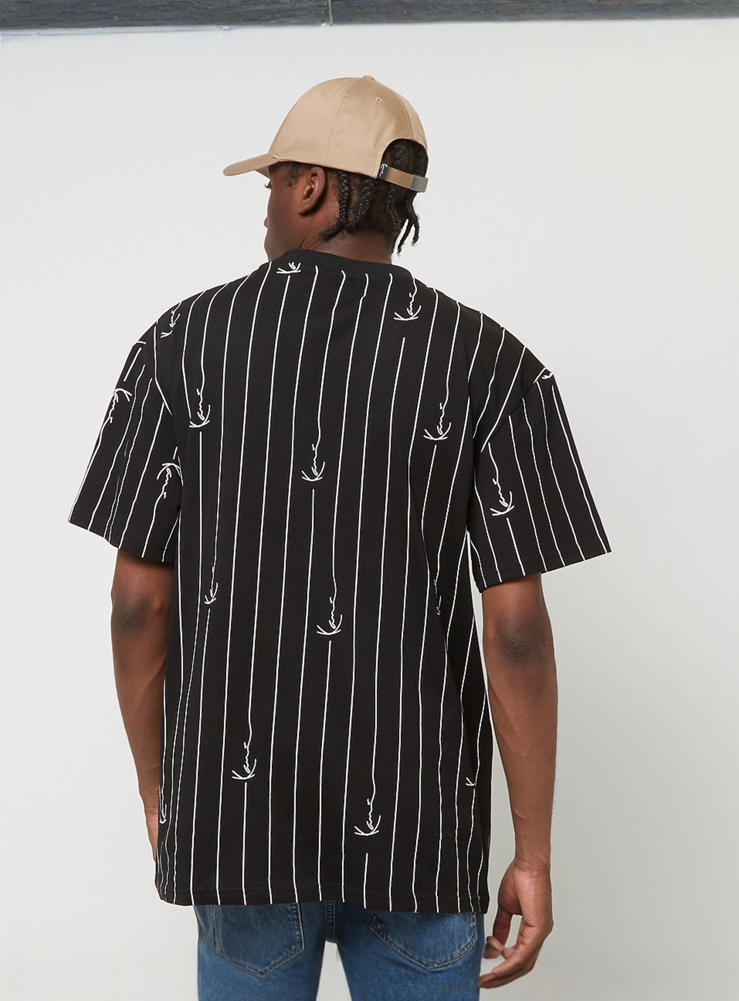 Karl Kani, Small Signature Logo Pinstripe Tee, black, Image 2 of 4