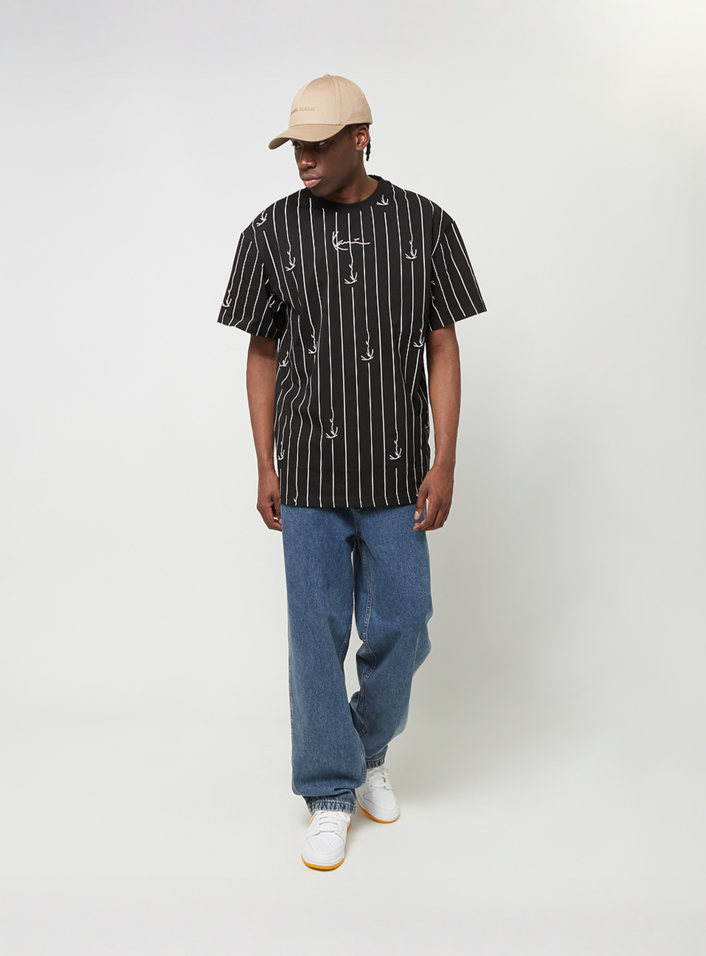 Karl Kani, Small Signature Logo Pinstripe Tee, black, Image 4 of 4