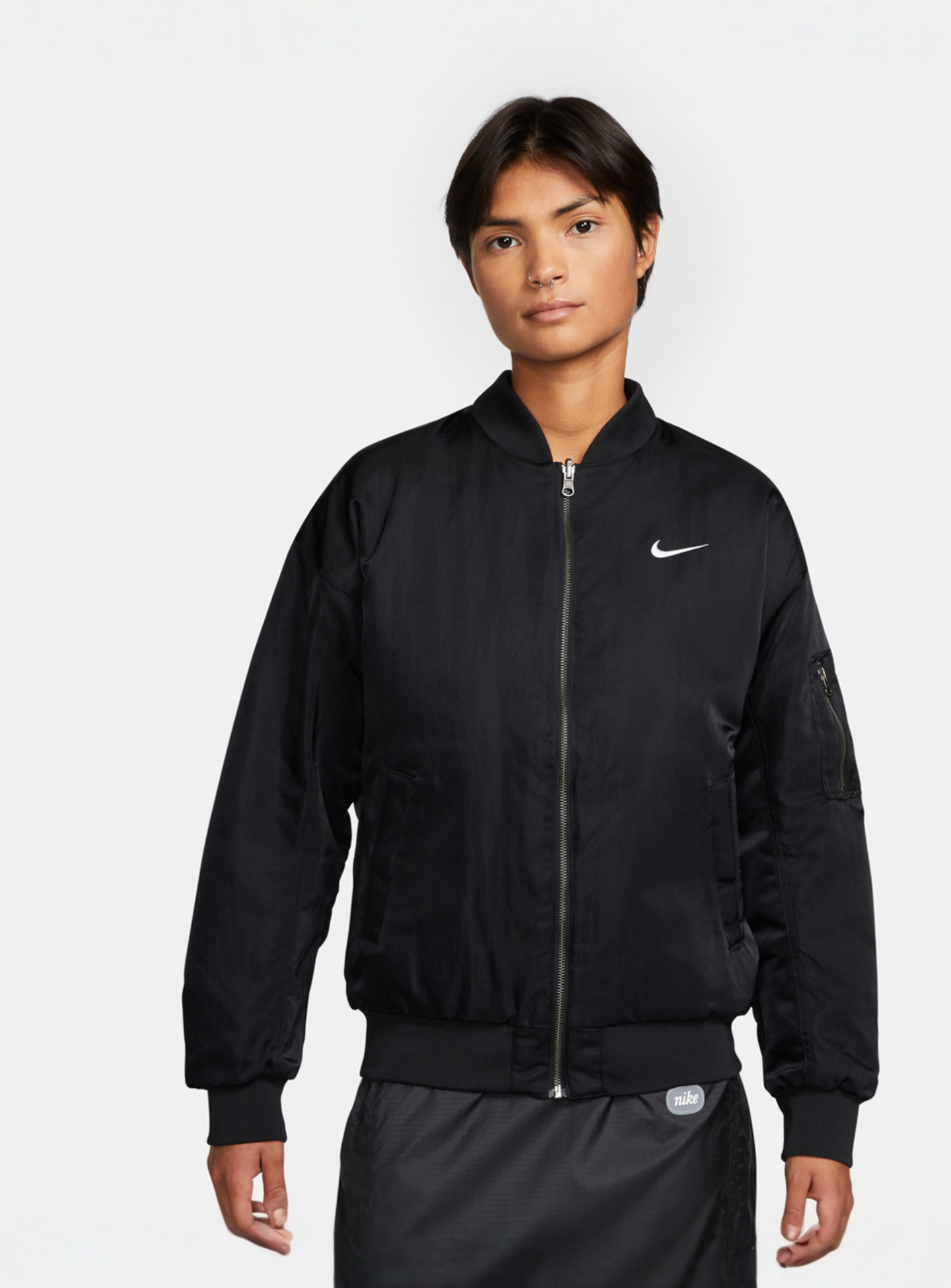 Nike, Sportswear Reversible Varsity Bomber Jacket, black, Image 2 of 7